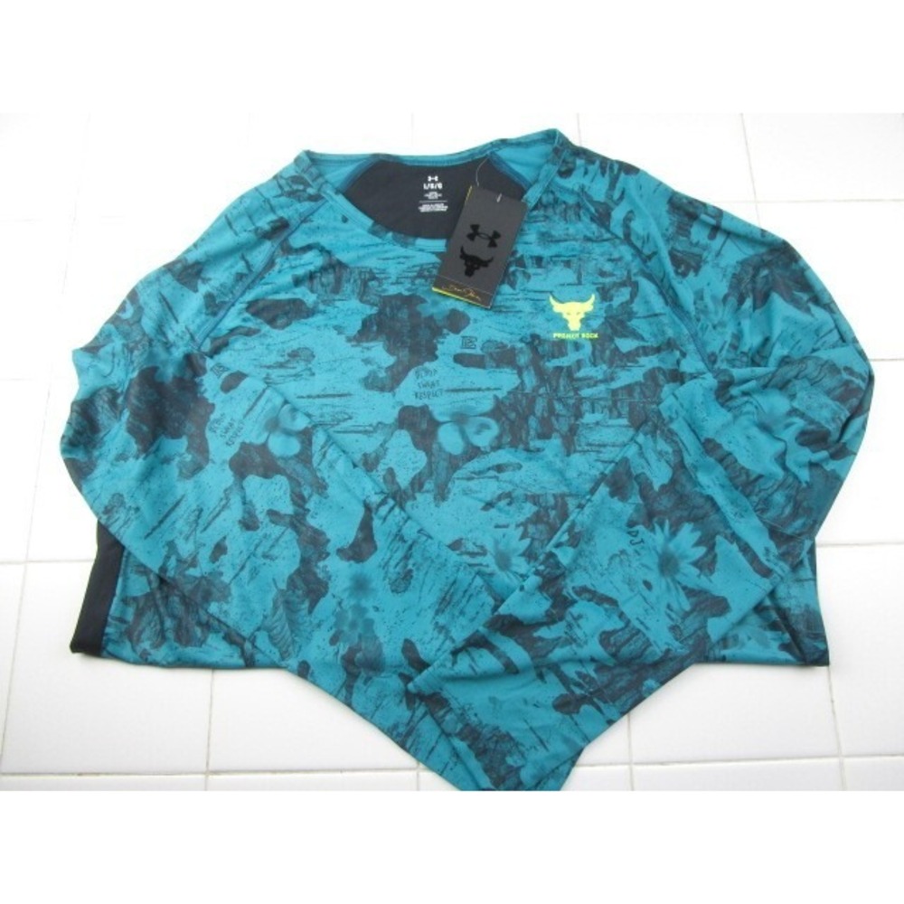Under Armour Project Rock Iso Chill Long Sleeve Shirt Men's Large Camo Teal